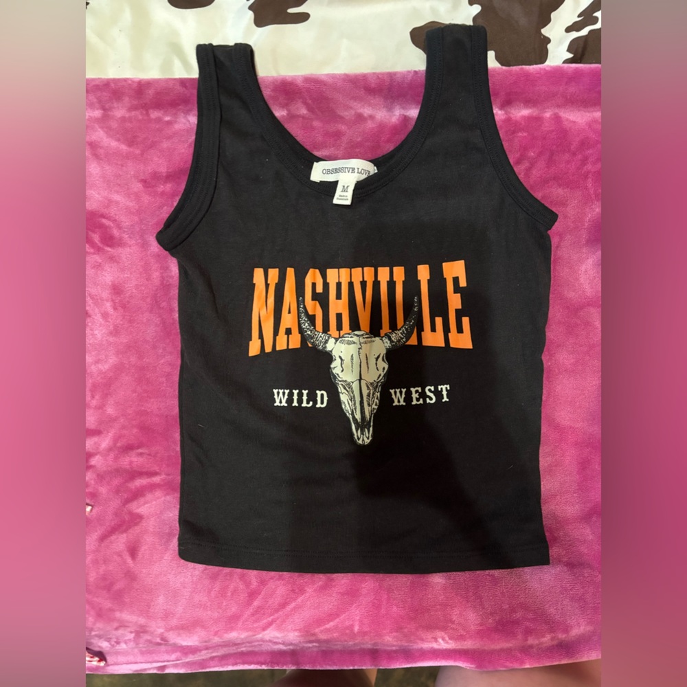 Crescent Black and Orange Nashville Wild West Tank Top